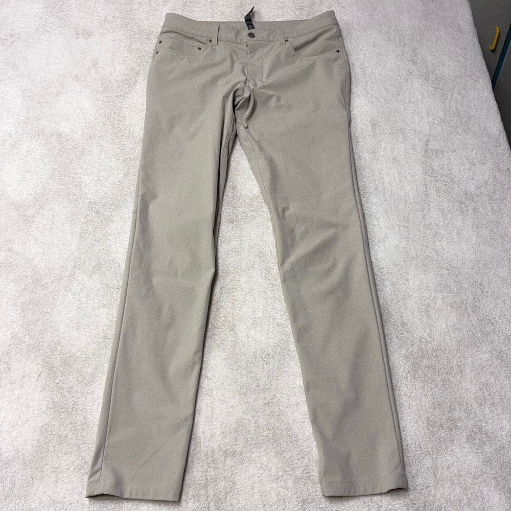 Lululemon ABC Slim Fit Pants Warpstreme Khaki Beige LM5593S Mens 32 (33x34)
